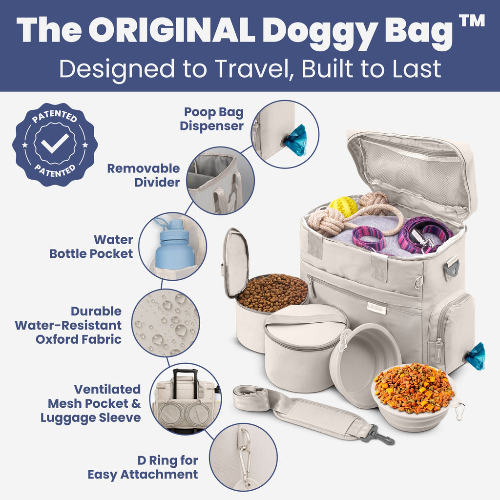 Dog Travel Bag & Organizer with Bowls and Food Containers
