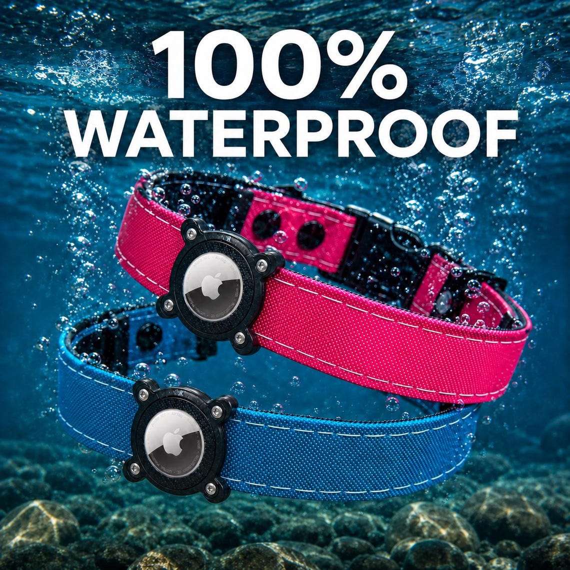 Waterproof AirTag Dog Collar with Built-In Holder